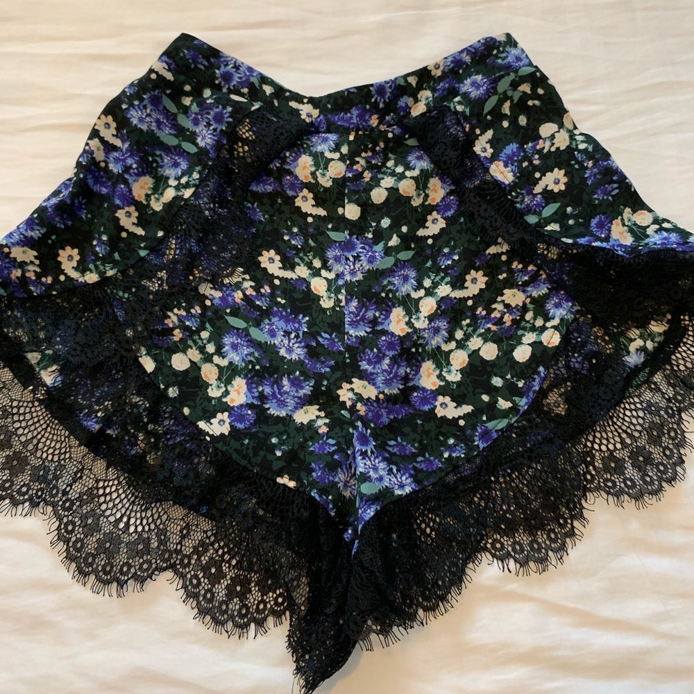 Floral Shorts with Lace